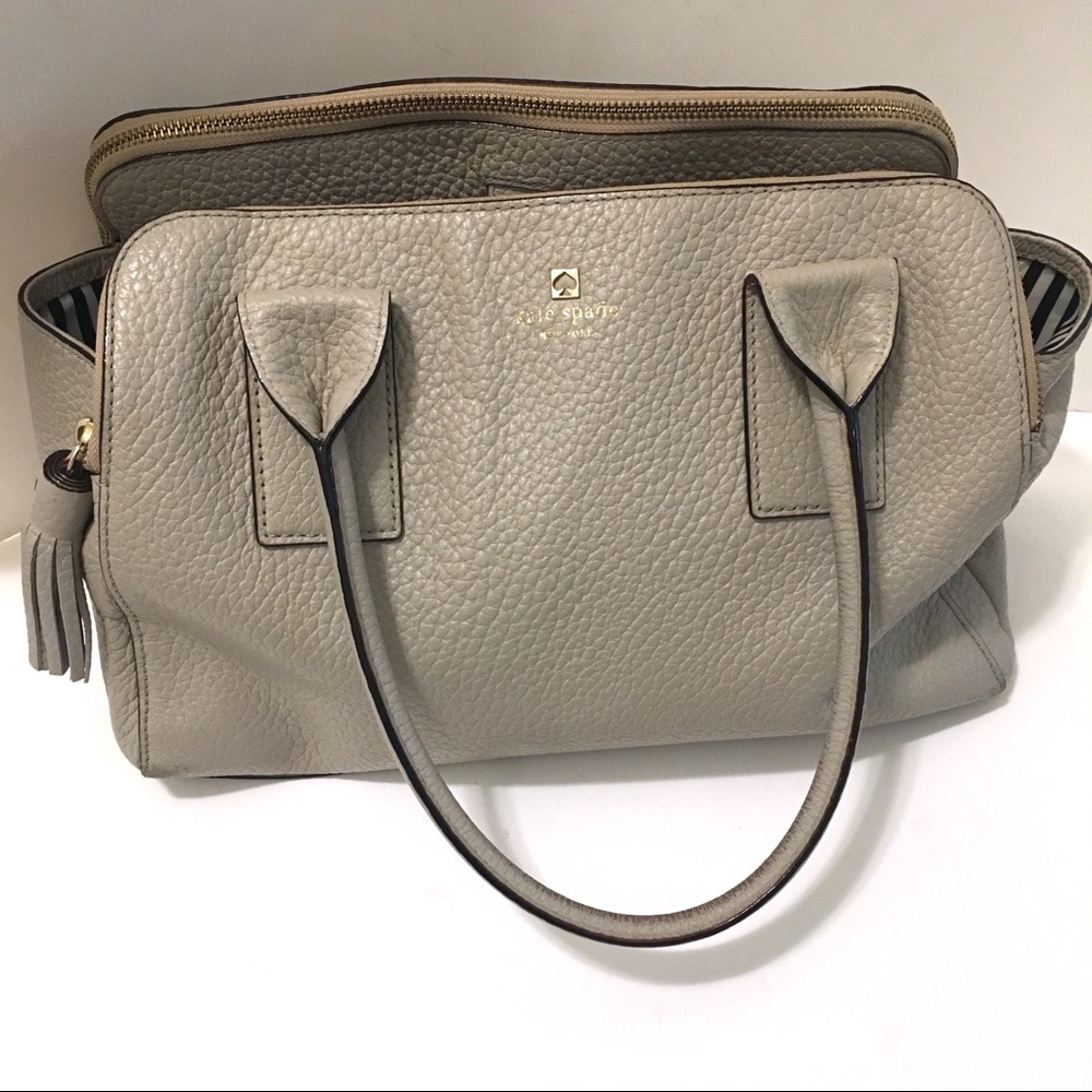 Kate Spade Grayish Taupe Pebbled Leather Purse